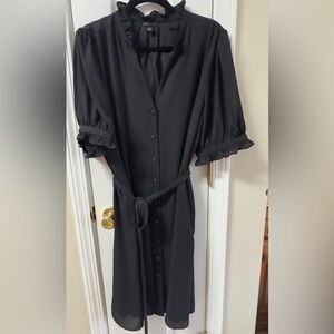 Ann Taylor Black Button-Down Dress XXL (mix13)